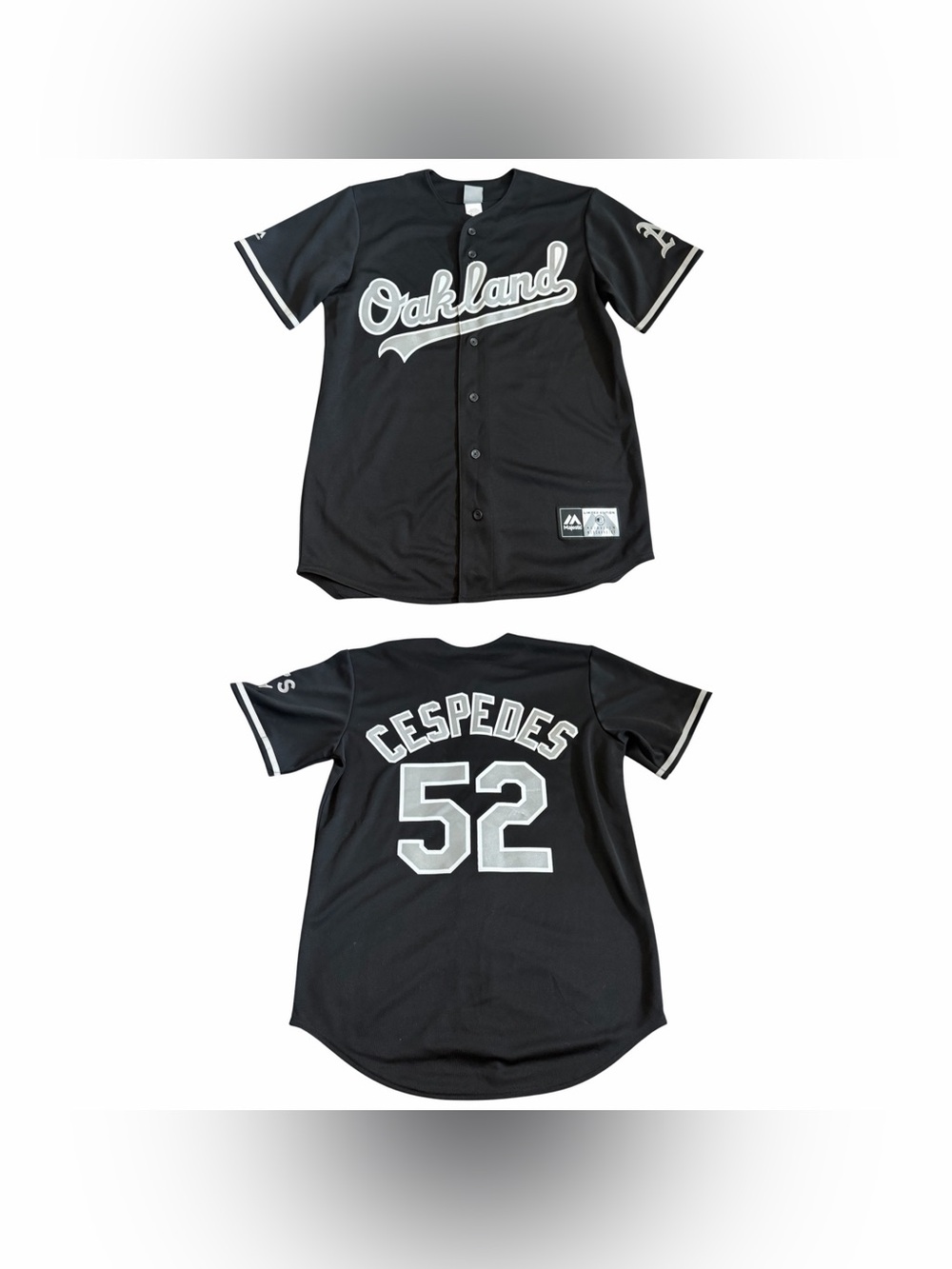 Oakland Athletics Yoenis Cespedes #52 Baseball Jersey Sz M Black Script Stitched